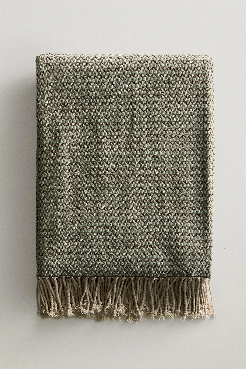 COUVERTURE CHENILLE GÉOMÉTRIQUE