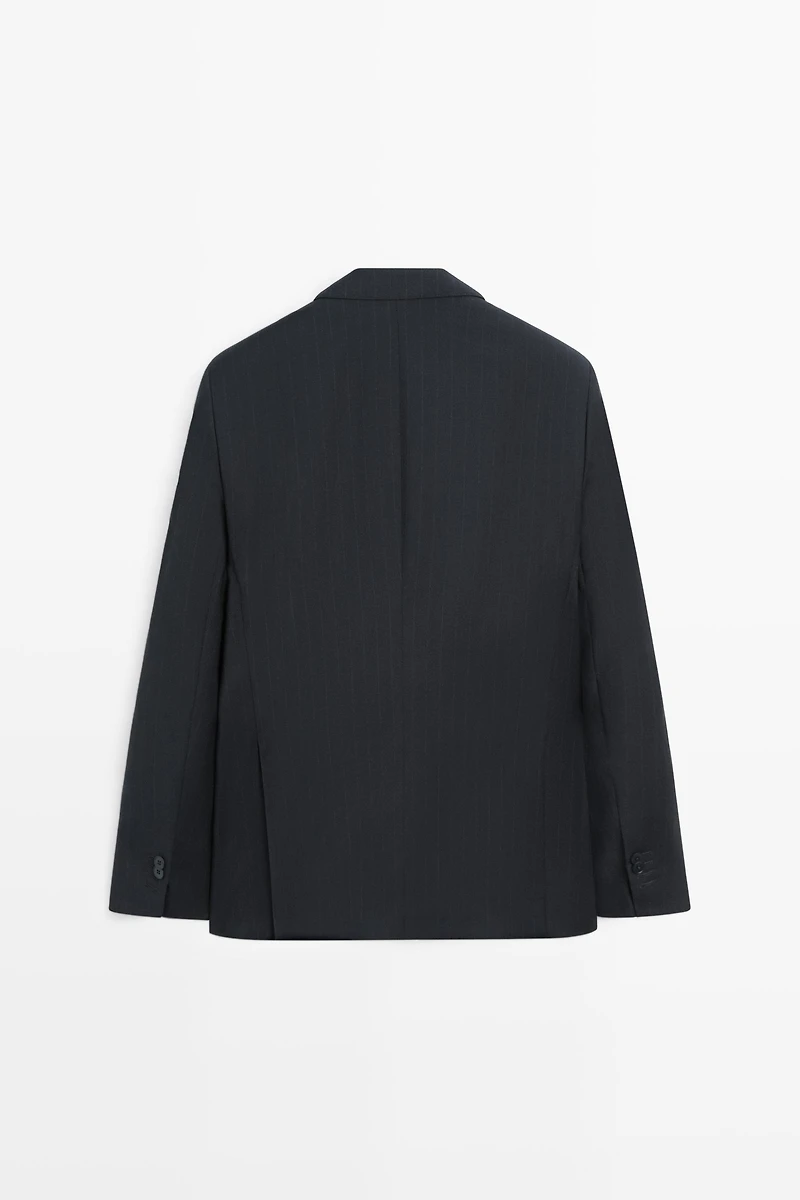 Striped 100% cool wool suit blazer