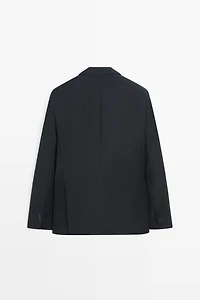 Striped 100% cool wool suit blazer