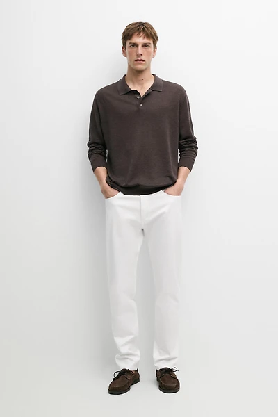 Slim fit denim-effect trousers