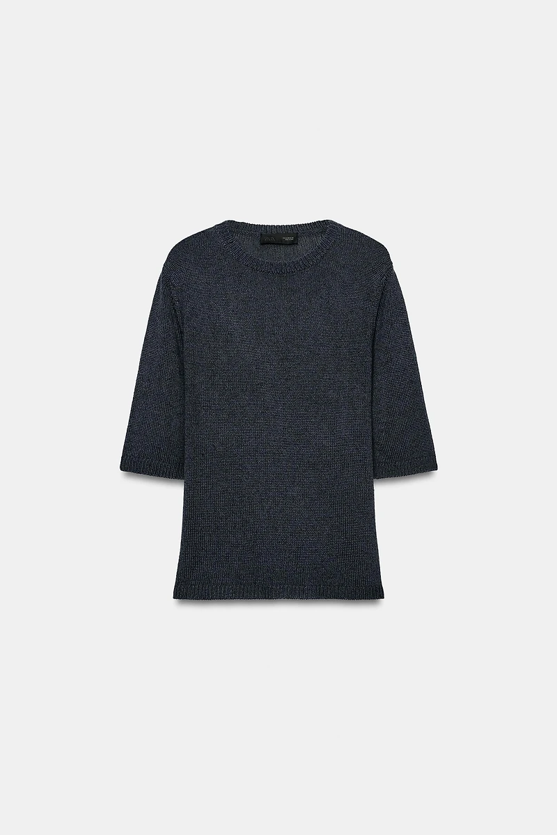 SHORT SLEEVE KNIT TOP