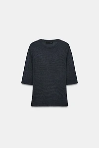 SHORT SLEEVE KNIT TOP