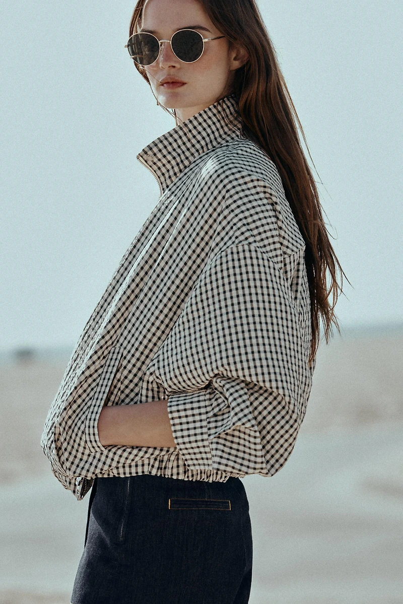 VESTE BOMBER À CARREAUX