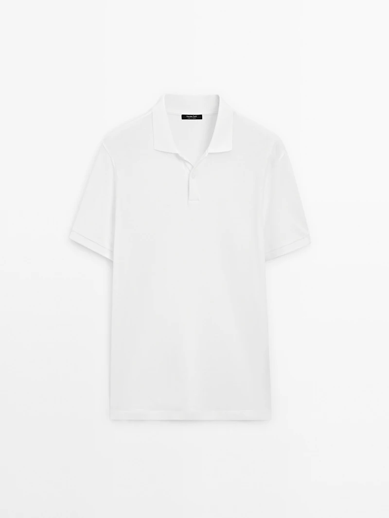 Micro textured piqué cotton polo shirt
