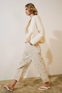 ZW COLLECTION MID-RISE TAPERED FLORAL JEANS