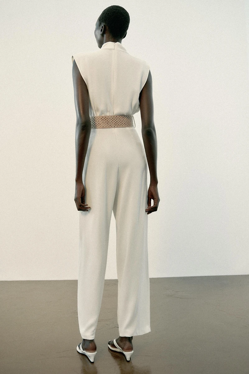 GOLD-TONE HARDWARE BELTED JUMPSUIT
