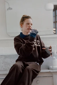 EMBROIDERED PUPPY TEXT SWEATSHIRT