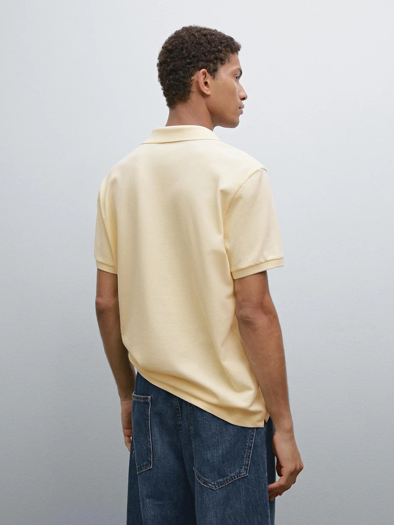 Micro textured piqué cotton polo shirt