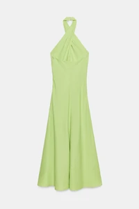 LINEN MIDI HALTER DRESS