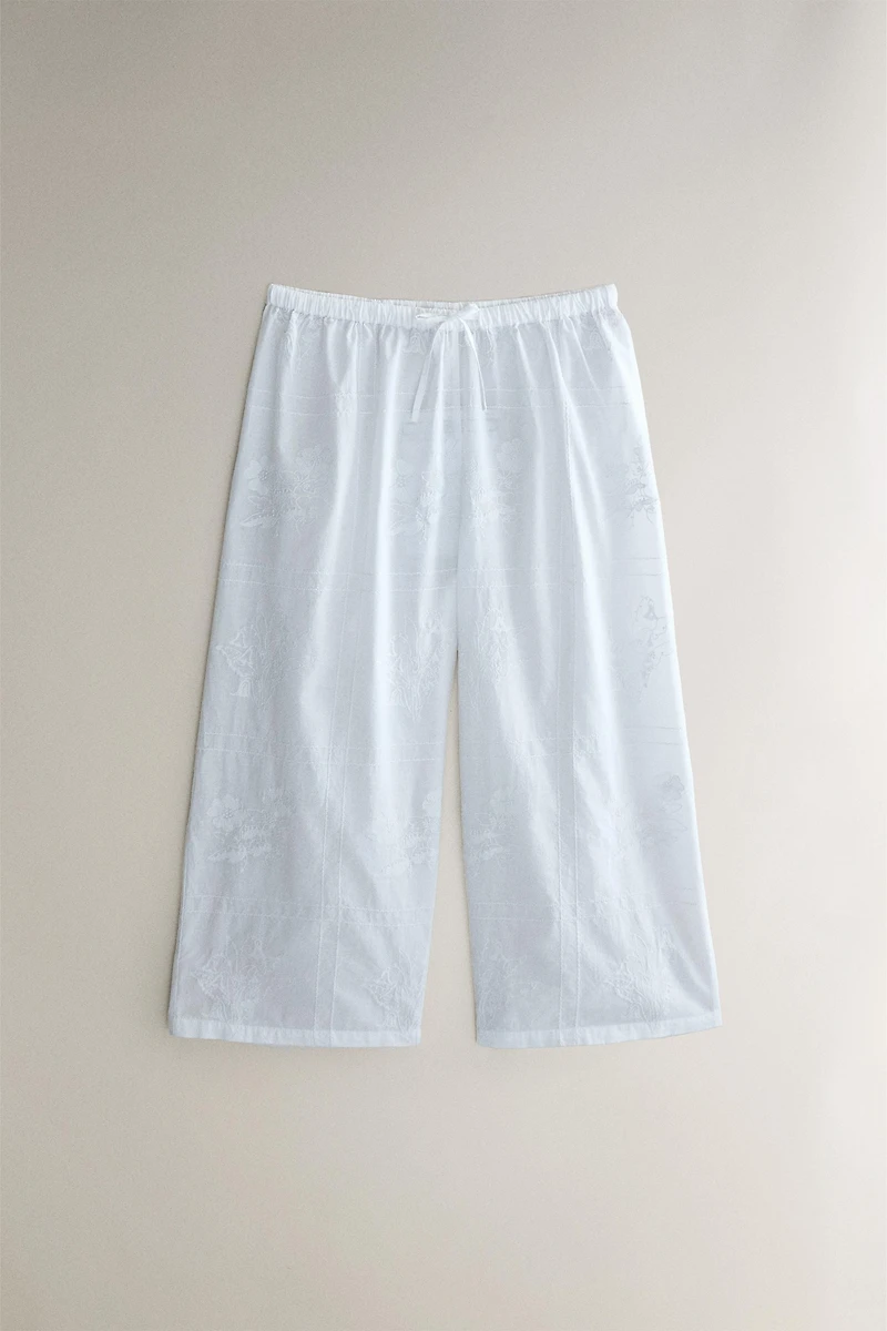 EMBROIDERED COTTON PANTS