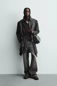 WASHED FAUX LEATHER JACKET