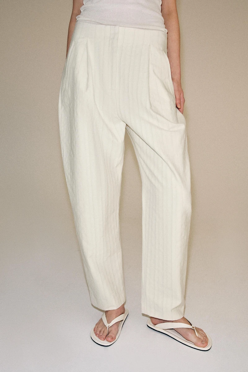 ZW COLLECTION STRIPED BARREL PANTS