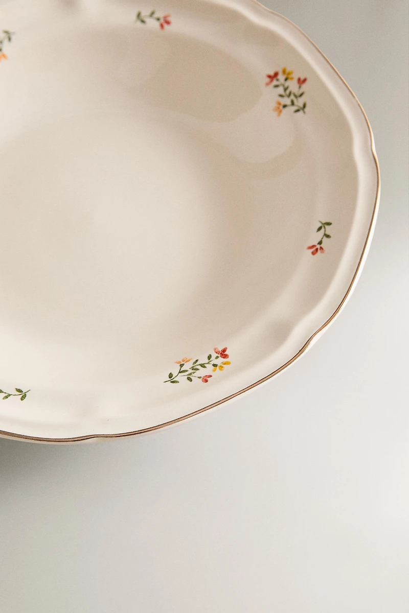 ASSIETTE CREUSE PORCELAINE FLORALE