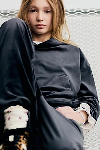 HOODIE AND WIDE LEG VELOUR PANTS SET