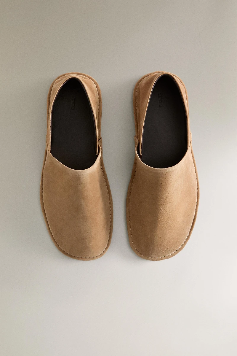 LEATHER FOLDABLE-HEEL SLIPPERS