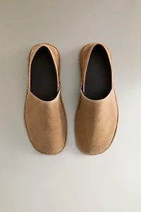 LEATHER FOLDABLE-HEEL SLIPPERS