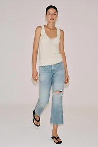 ZW COLLECTION RELAXED BOOTCUT MID-RISE CROPPED JEANS