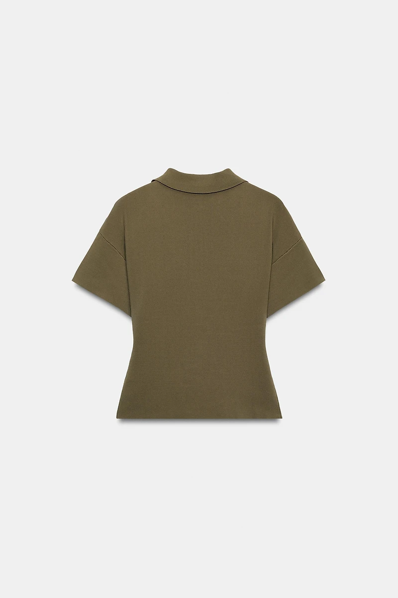 SHORT SLEEVE ZIP-UP KNIT POLO