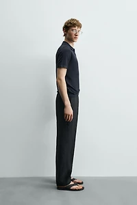 REGULAR FIT 100% LINEN KNIT POLO SHIRT