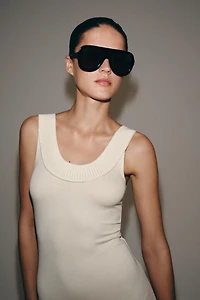 RIB HALTER NECK DRESS