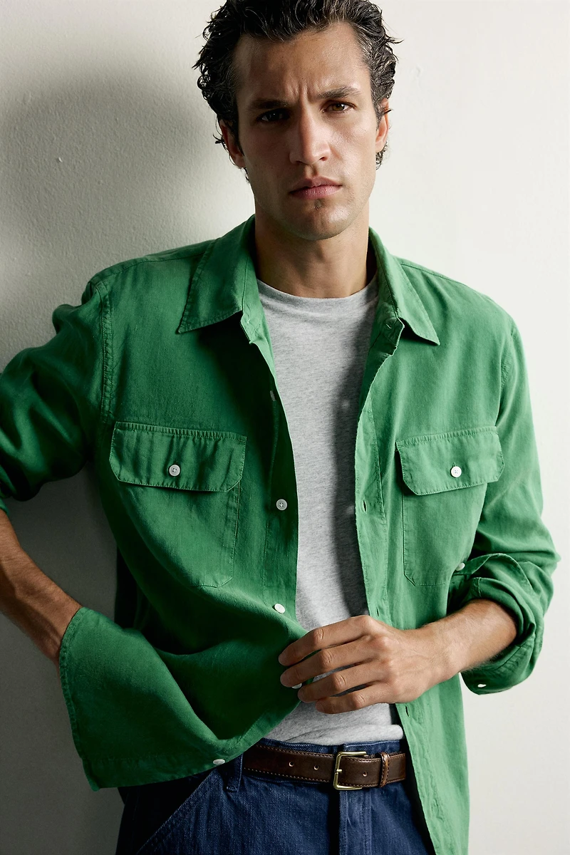 LINEN-LYOCELL FLUID SHIRT