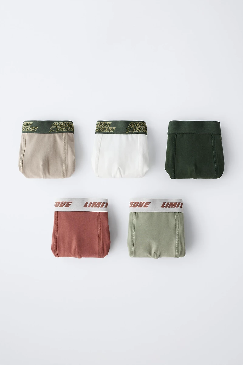 AGES 6-14 / FIVE-PACK OF LOGO BOXERS