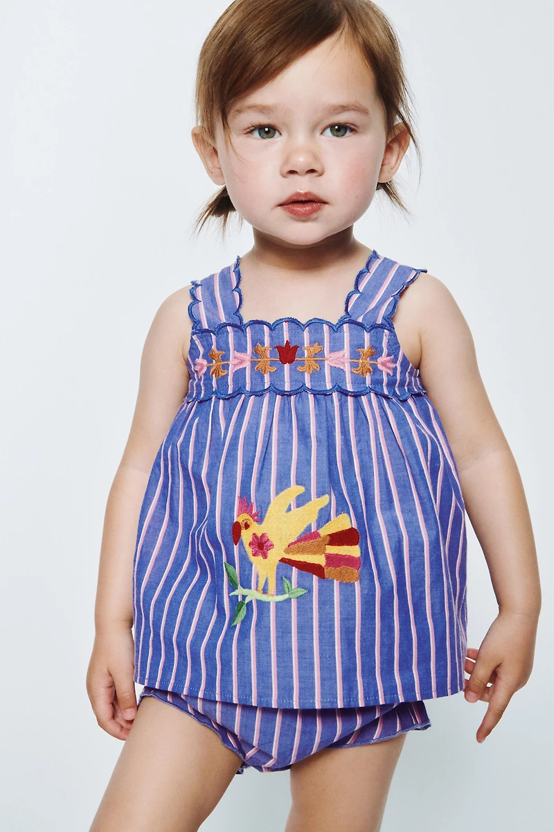 STRIPED AND EMBROIDERED BLOUSE BOTTOMS SET SISSEL EDELBO X ZARA KIDS