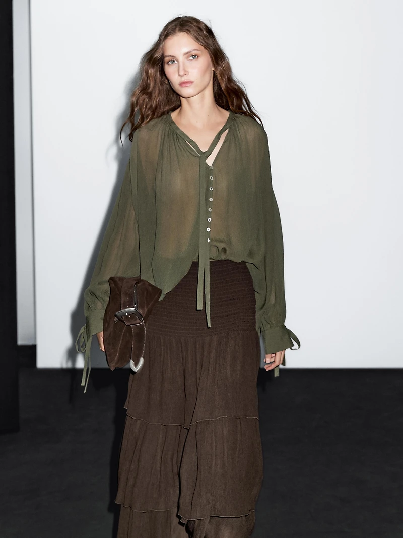 Long ruffled skirt