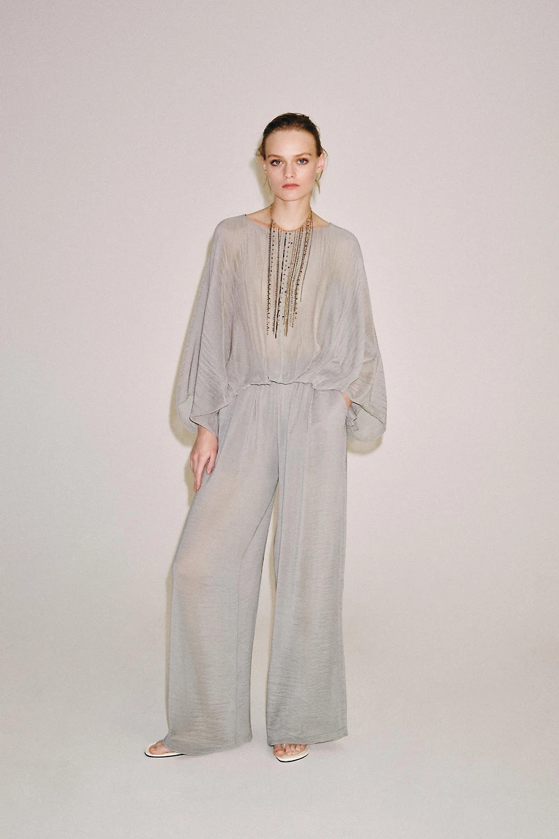 SEMI-SHEER PALAZZO PANTS