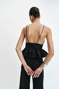 PEPLUM HALTER TOP