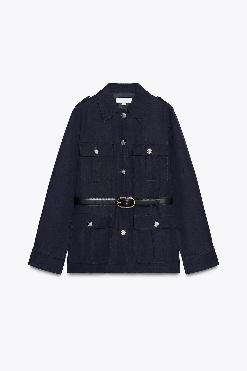 BELTED PATCH POCKET JACKET