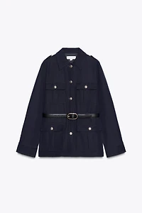 BELTED PATCH POCKET JACKET