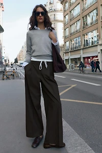 PANTALON LARGE À DOUBLE TAILLE