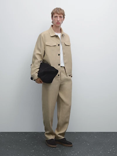 Total look 100% linen trousers