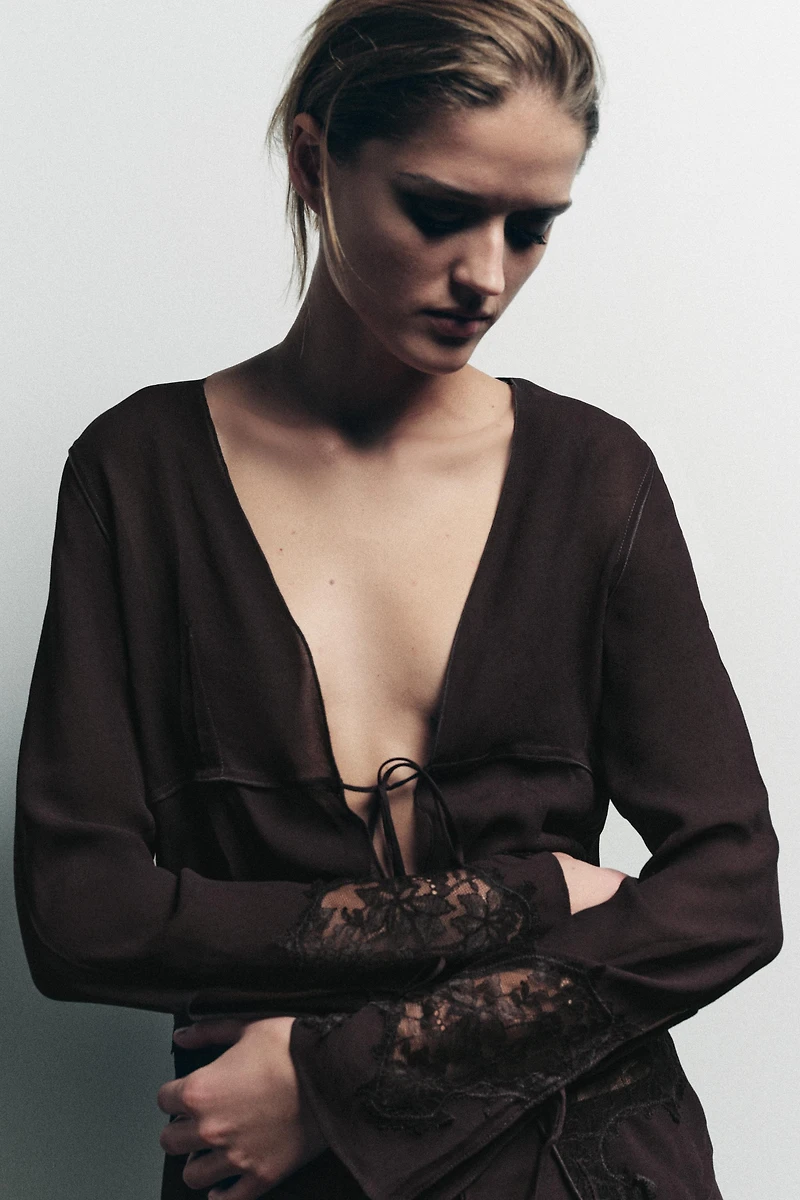 GEORGETTE LACE TIE SHIRT