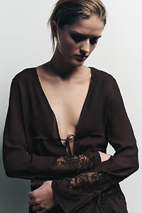 GEORGETTE LACE TIE SHIRT