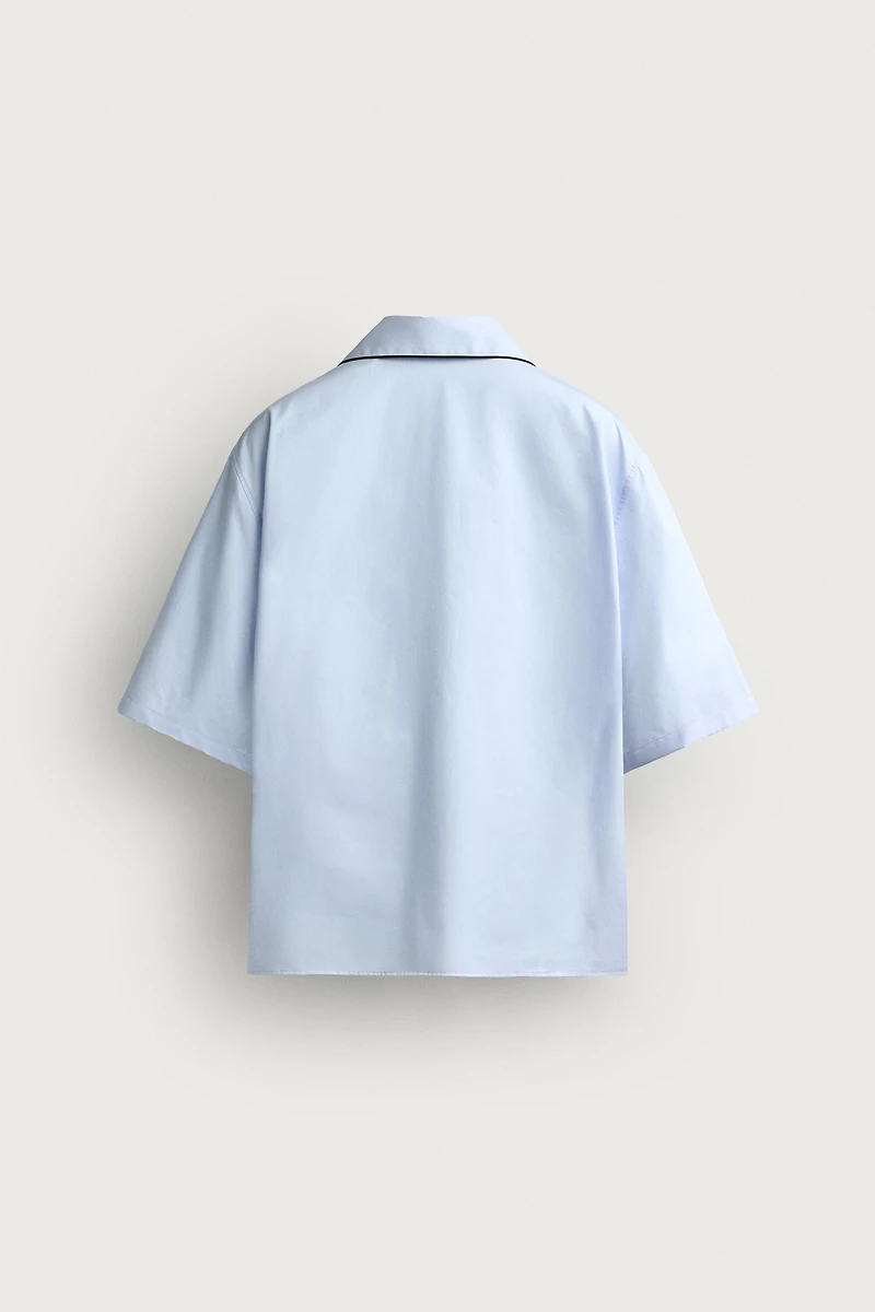 CONTRASTING PIPING RELAXED FIT SHIRT