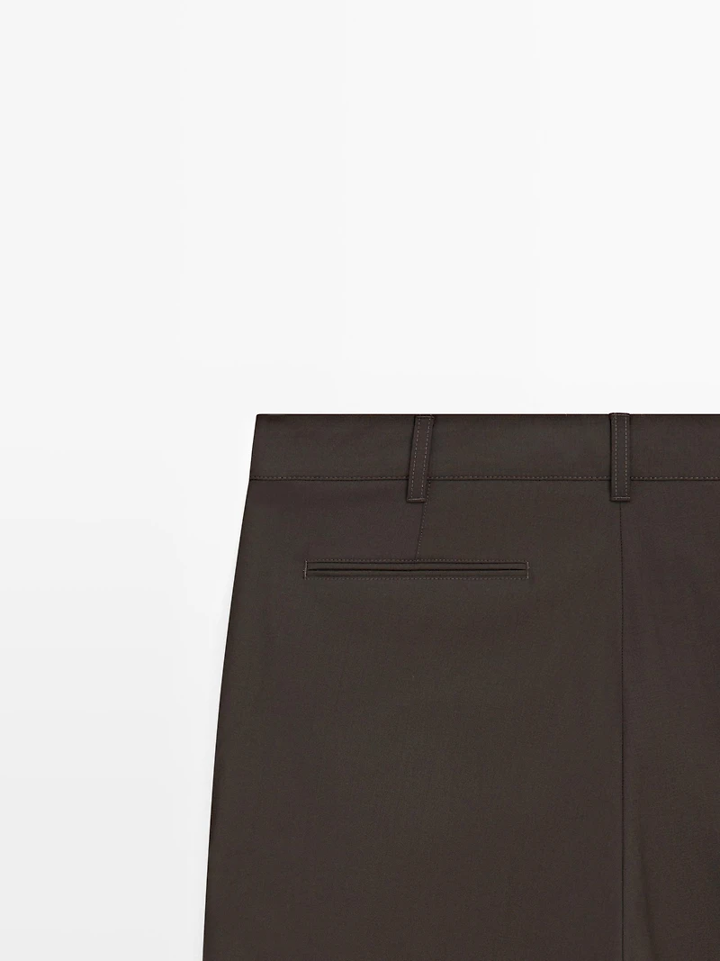 Relaxed fit cool wool blend pants