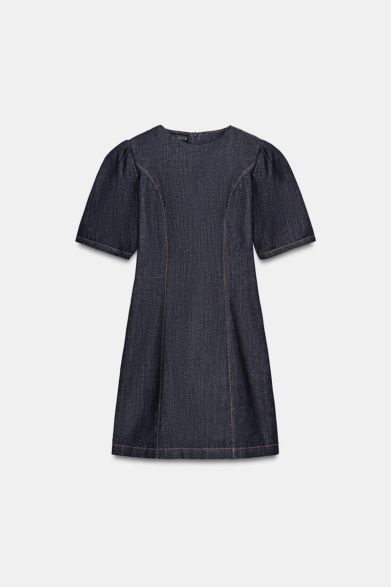ROBE COURTE EN DENIM Z1975 À MANCHES BOUFFANTES