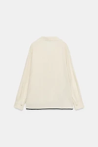 100% LINEN PIPED TRIM SHIRT ZW COLLECTION