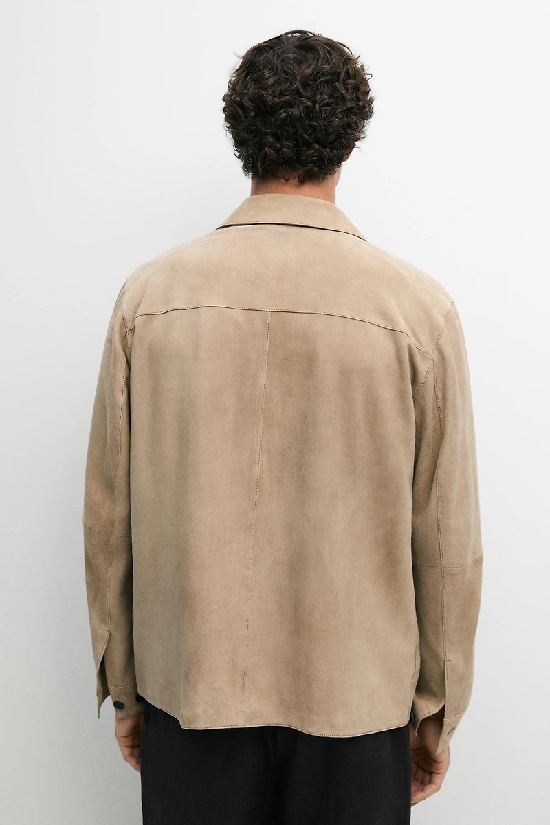 Suede leather overshirt
