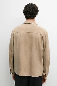 Suede leather overshirt