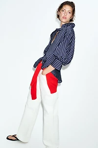 CHEMISE À RAYURES ET MANCHES BOUFFANTES