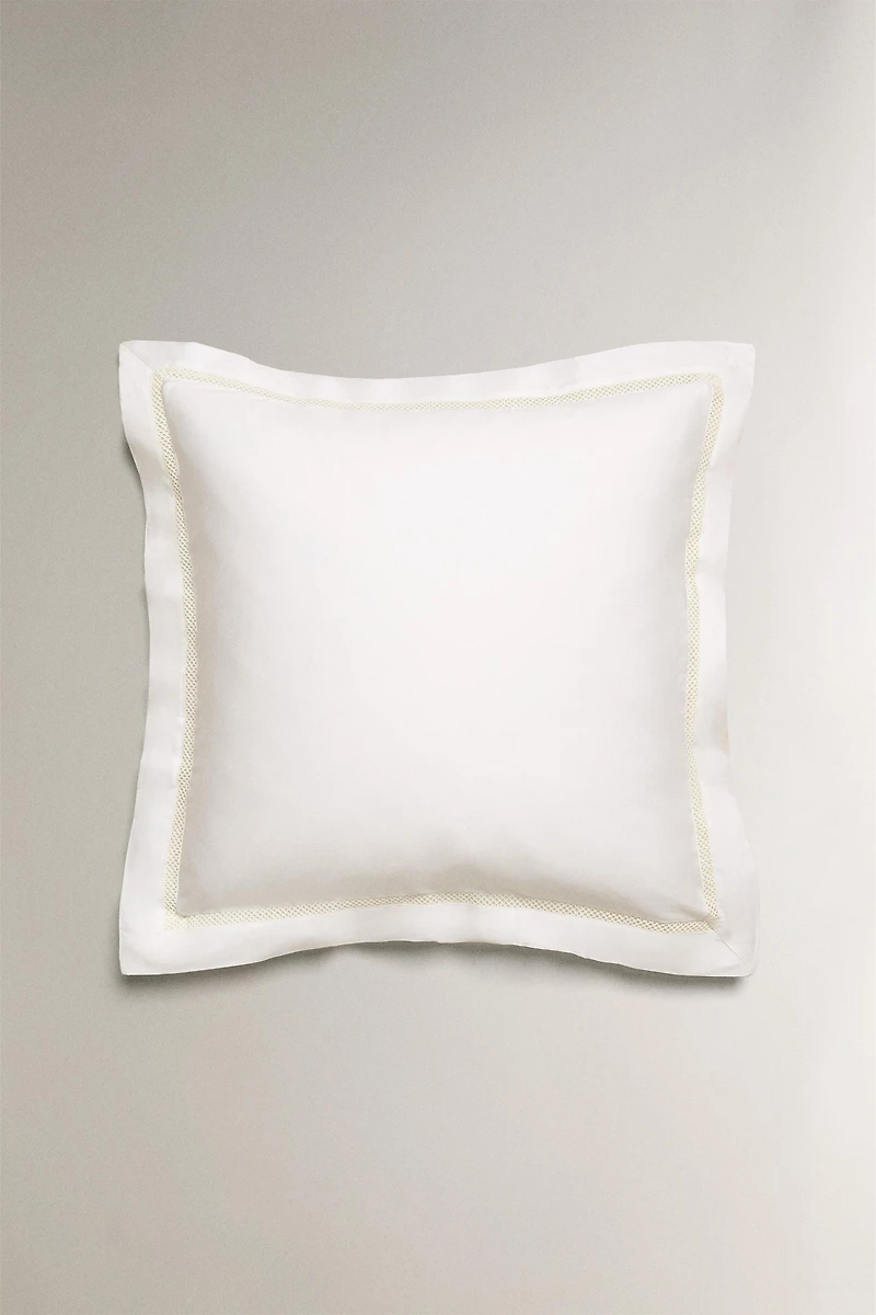 SATEEN PILLOWCASE WITH HEMSTITCHING EMBROIDERY