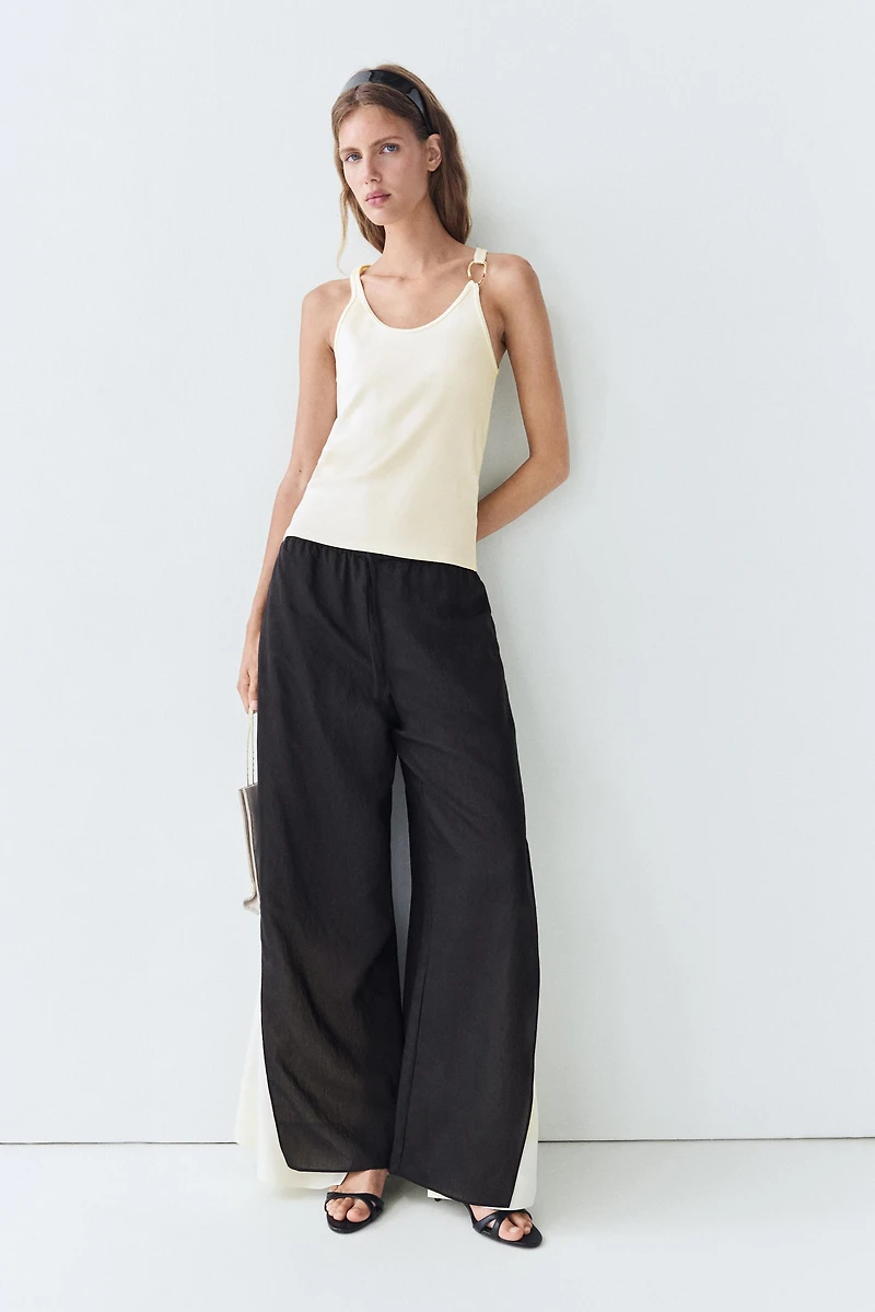 Cotton blend jeweled detail top
