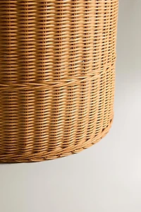 RATTAN AND COTTON LAUNDRY BASKET