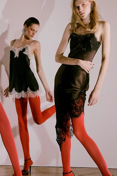 CONTRAST LACE SATIN TOP ZW COLLECTION