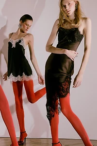 CONTRAST LACE SATIN TOP ZW COLLECTION