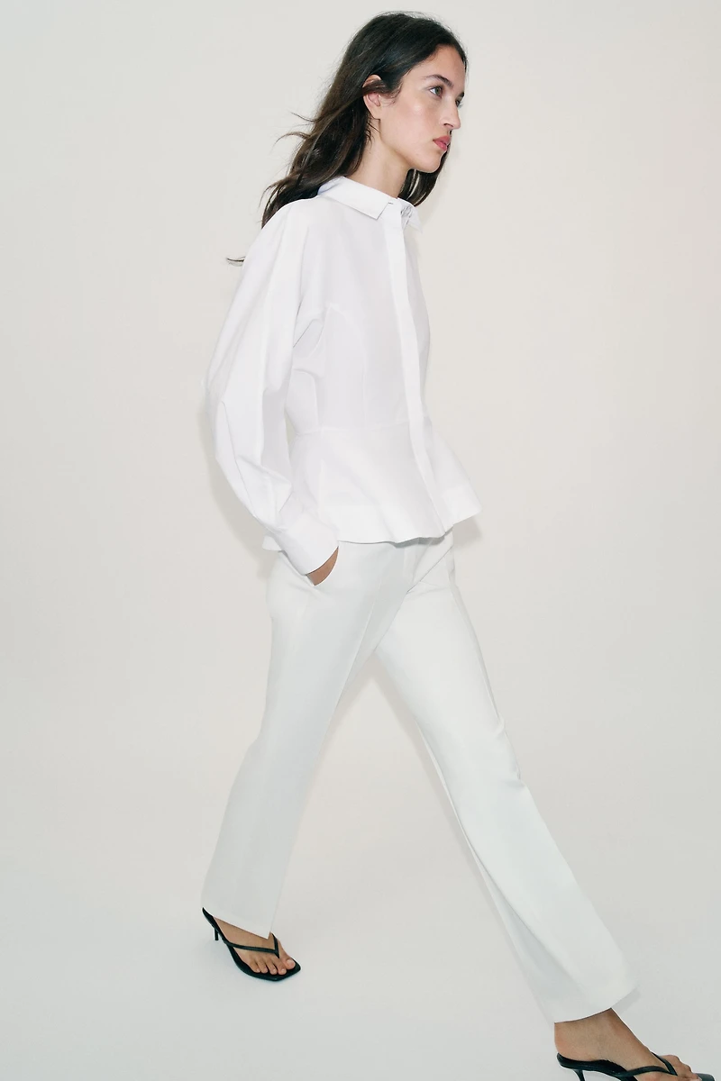 PEPLUM POPLIN SHIRT
