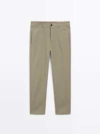 Cotton blend cigarette fit trousers